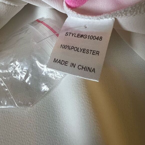 NWT Jodifl Blouse Top Daisy Floral Button Down Pink White Size M - Picture 3 of 9